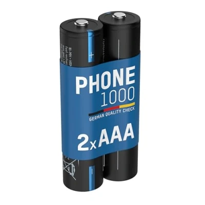 Abbildung von ANSMANN Telefon Akku Micro AAA, min. 950 mAh 1,2V, 2 Stück, wiederaufladbar, leistungsstark, ideal für DECT Phone, Schnurlostelefon, Babyphone, Ersatzakku