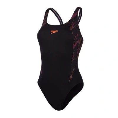 Abbildung von Speedo Womens Hyperboom Splice Muscleback Badeanzug, Damen, Größe: 36, Black/plum dandy/siren red