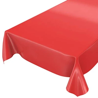 Abbildung von Wachstuchtischdecke Wachstuch abwaschbare Tischdecke Uni Glanz Einfarbig Rot Schnittkante 220 x 140cm