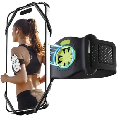 Abbildung von BONE Run Tie Connect Kit 2 Magnetic, Sportarmband für das Laufen, 360 Rotation und schnelle Freigabe, kompatibel mit iPhone 15 Pro Max Plus 14 13 Samsung, passend Telefone von 4,7 bis 7,2 Zoll