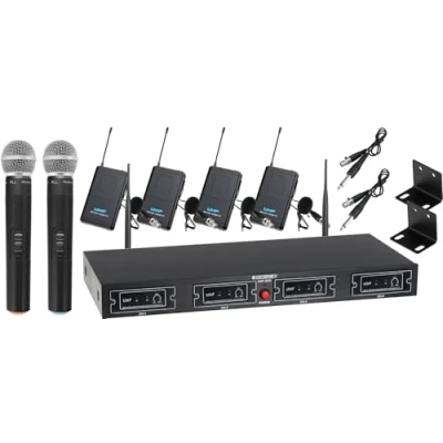 Abbildung von McGrey Mikrofon UHF 2V4I Quad Funk Set, 2 x Handmikrofon, 4 Lavaliermikrofon, Taschensender
