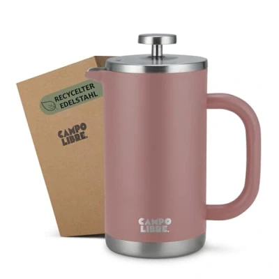 Abbildung von Campo Libre.® Giorgio. French Press I Kaffeebereiter aus doppelwandigem Edelstahl 0,6l plastikfreie Kaffeepresse mit Thermofunktion inkl. Ersatzfilter Kaffeezubereiter 100% recycelter