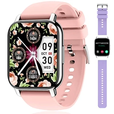 Abbildung von Popglory Smartwatch für Damen Herren, 1.85 Zoll Touch Farbdisplay mit Bluetooth Anrufe,Fitnessuhr SpO2 Blutdruckmessung Herzfrequenz Schrittzähler Schlafmonitor kompatibel iOS&amp;Android