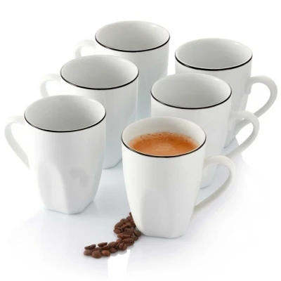 Abbildung von SÄNGER Becher Bilgola Black Rim Kaffeebecher Set, Porzellan, (6 teilig), 220ml, 6 Personen, Premium Collection