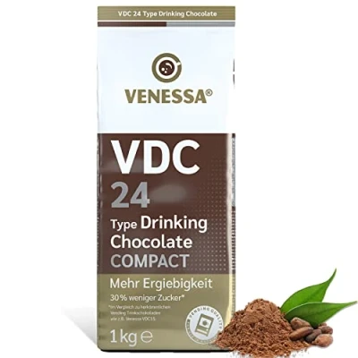 Abbildung von VENESSA VDC 24 Trinkschokolade 1kg, Kakaopulver mit 24% Premium Kakao und Milchanteil für Heißgetränkeautomat, leicht süß, cremig