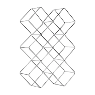 Abbildung von DESIGN DELIGHTS WEINFLASCHENHALTER Quadrat Metall, Silber, 46 cm Weinständer, Weinregal, Flaschenhalter
