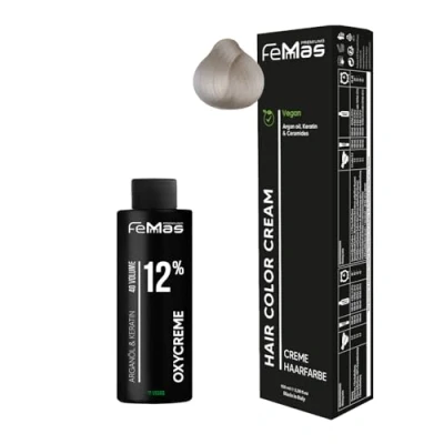 Abbildung von Femmas Haarfarbe Set Superaufheller Ultra Natural 900 S I Hair Color Cream 100ml + Oxycreme 12% Permanente Haar Coloration Entwickler Schonend &amp; langanhaltend Salon für Zuhause