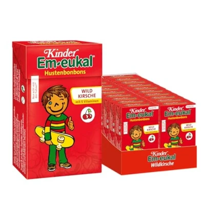 Abbildung von Kinder Em eukal Hustenbonbons Wildkirsche, mit 5 Vitaminen, Zuckerhaltig, 20x40g