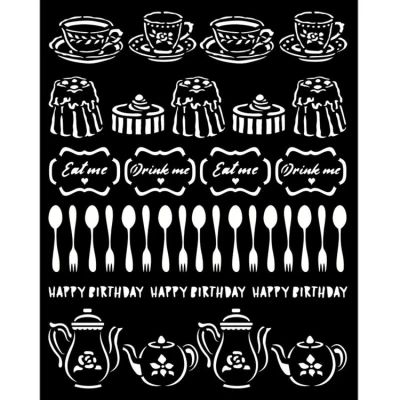 Abbildung von Stamperia International KSTD088 Thick Stencil Dicke Schablone Alice Sweety, verschieden, 20 x 25 cm