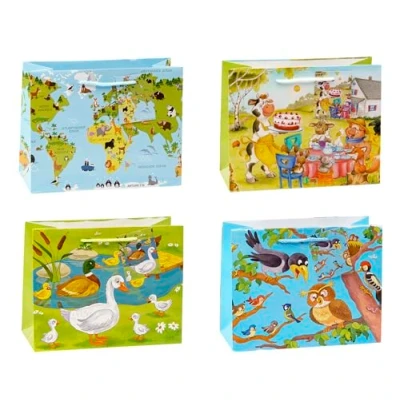 Abbildung von TSI Geschenktüten FRÖHLICHE TIERE, 12er Packung, Größe: Shopper Mittel (HxBxT 18 x 23 10 cm), Art. Nr. 86514