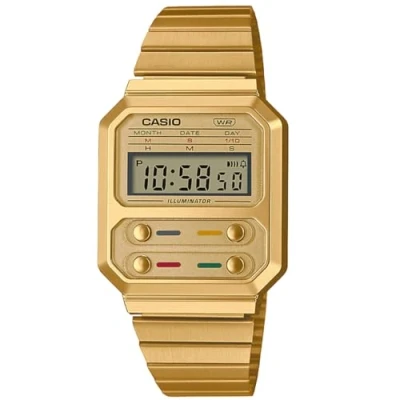 Abbildung von Casio F100 Revival Unisex Digitaluhr goldcoloured, Größe: One Size, Gold coloured
