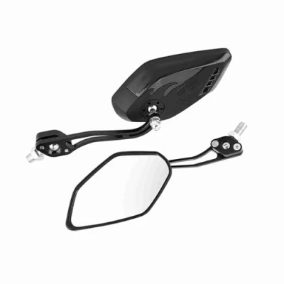 Abbildung von Motorrad Rückspiegel, 1 Paar Universal Roller Scooter Rückspiegel aus Aluminiumlegierung mit Flammenmuster, 8 mm Seitenansicht Spiegel Seitenspiegel (Schwarz)
