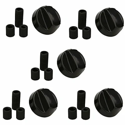 Abbildung von Chriluka Top Knebel Knauf Drehgriff 41,5 mm mit Adaptern Herd Backofen Universal für alle Marken (5, schwarz)