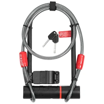 Abbildung von Zéfal K TRAZ U11 Kabelschloss, Bügelschloss U förmig, mit Kabel für Fahrrad/Roller, 120 cm, Schwarz