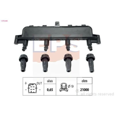 Abbildung von EPS 1.970.405 Zündspule PEUGEOT: 206 Schrägheck, 207 307 CITROËN: Xsara Picasso, C3 I C2 FIAT: Qubo