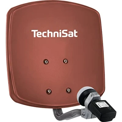 Abbildung von TechniSat DIGIDISH 33 Satelliten Schüssel für 1 Teilnehmer (33 cm kleine Sat Anlage Komplettset mit Wandhalterung und Satfinder V/H LNB) rot