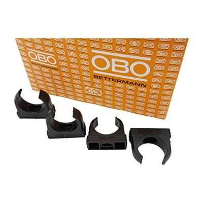 Abbildung von 20x OBO Bettermann M32 Quick Schellen Klemmschelle Rohrschelle anreihbar tiefschwarz 32mm 20 Stück