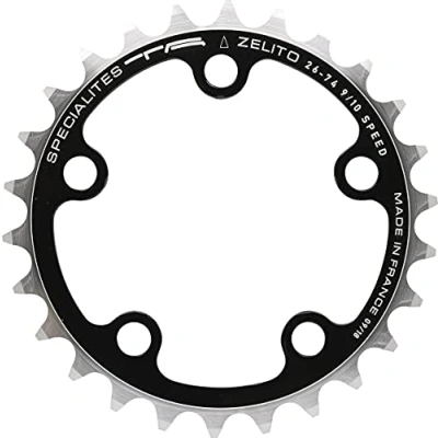 Abbildung von Spécialités TA Zelito Triple 74 Stück Kettenblatt mit 8/9/10 Gängen, Schwarz, Inner 30t