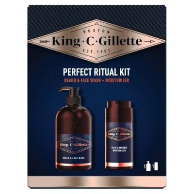 Abbildung von King C. Gillette Komplettes Geschenkset für Bartpflege, Feuchtigkeitscreme Gesicht und Bart, Gesichtsreiniger Herren, professionelles Bart Set Herren