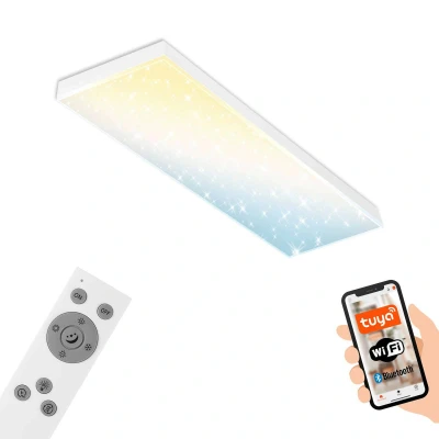 Abbildung von BRILONER LED Deckenlampe flach Smart Home, funktioniert mit Alexa, Fernbedienung, Lampe, Deckenleuchte, Panel, Wohnzimmerlampe, Schlafzimmerlampe, 100x25x7,8 cm, Weiß