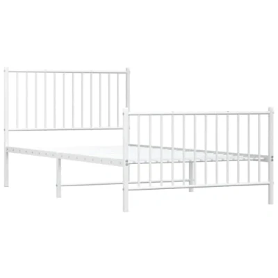 Abbildung von vidaXL Bett Bettgestell mit Kopf und Fußteil Metall Weiß 100x200 cm