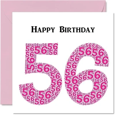 Abbildung von lustige Geburtstagskarte zum 56. Geburtstag für Frau Shapecloud Happy Birthday Karte Vater, Mutter, Großvater, Nanny, Oma, Onkel, Tante, Cousin, Freund, 145 mm x Grußkarten,