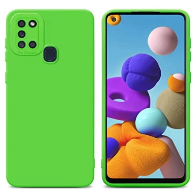 Abbildung von Cadorabo Hülle kompatibel mit Samsung Galaxy A21s Schutzhülle TPU Silikon Case Liquid Design Kameraschutz Slim Kratzfest Weiche Gummi Rundumschutz für in Grün