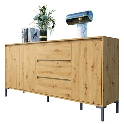 Abbildung von Newroom Sideboard Savage, Wildeiche Vintage Industrial Highboard Anrichte Wohnzimmer