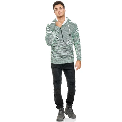 Abbildung von 1/2 Zip Grobstrick Future Kapuzen Pullover