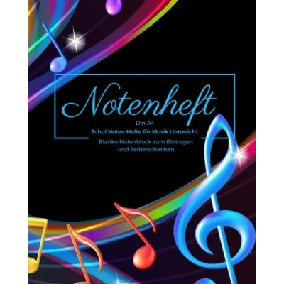 Abbildung von Notenheft Din A4 Schul Noten Hefte für Musik Unterricht Blanko Notenblock zum Eintragen und Selberschreiben