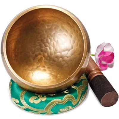 Abbildung von aumondo Percussion Set Original Tibetische Klangschale, 13 cm groß, handgefertigt. in Geschenk Box.