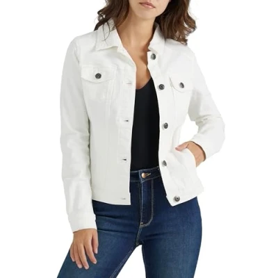 Abbildung von Wrangler Authentics Damen Stretch Denim Jacket Jeansjacke, Cremeweiß, M
