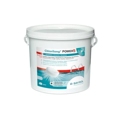 Abbildung von BAYROL Chlorilong POWER 5 Pool Desinfektion in 1 Chlortabletten 250g, sehr hoher Aktivchlor Gehalt, langsam löslich kg