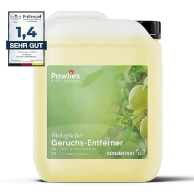 Abbildung von Pawlie&#039;s Tier Geruchsneutralisierer (EXTREM STARK) &amp; Enzymreiniger Katzenurin Geruchsentferner Hundeurin neutralisieren Strenge Gerüche Flecken aus Teppich, Sofa entfernen (5 Liter)