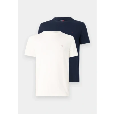 Abbildung von Tommy Jeans Herren 2er Pack T Shirts Kurzarm Xslim Jersey aus Baumwolle, Mehrfarbig (Dark Night Navy/Ecru), S