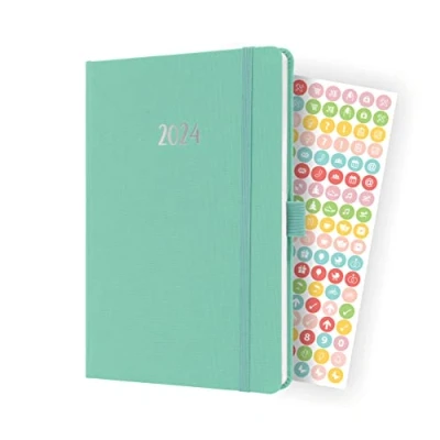 Abbildung von SIGEL J4409 Wochenkalender Jolie 2024, ca. A5, mintgrün, Hardcover mit Textileinband, Gummiband, Stiftschlaufe, Einstecktasche, 174 Seiten, aus nachhaltigem Papier, Terminplaner