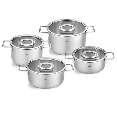 Abbildung von Fissler Topf Set &quot;Fissler Pure Collection&quot;, Edelstahl 18/10, (Set, 4 tlg., Kochtopf 20/24cm; Bratentopf 20/24cm), backofengeeignet (bis 180C);superthermic Boden; Made in Germany