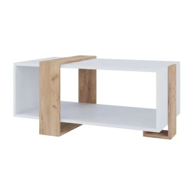 Abbildung von Vicco Couchtisch Aven, Weiß/Goldkraft Eiche, 91.5 x 52 cm