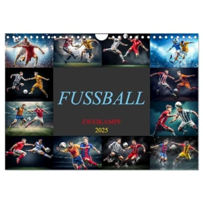 Abbildung von Fussball Zweikampf (Wandkalender 2025 DIN A4 quer), CALVENDO Monatskalender