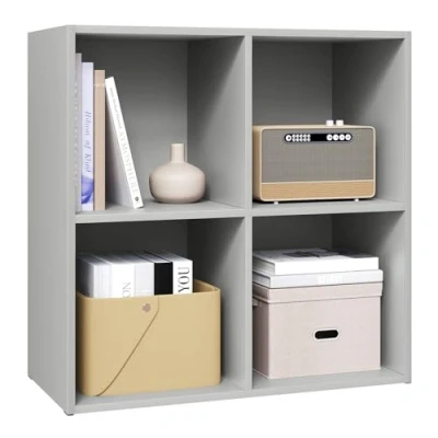 Abbildung von WOLTU Bücherregal Bücherschrank Standregal Würfelregal Aufbewahrungsregal Raumteiler Büroregal Aktenschrank 4 Fächer, 59,6x59,8x29 cm (BxHxT), Grau