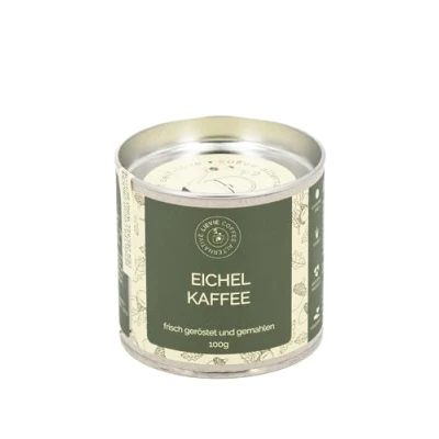 Abbildung von Eichelkaffee 100% von LIEVIE. Koffeinfreie Kaffeealternative 100g. Mild geröstete Eicheln. Luxuriöser milchiger Karamellgeschmack.