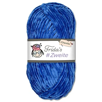 Abbildung von Frida&#039;s #Zweite Wolle 100g Chenille Amigurumi Stricken &amp; Häkeln weich (29 Blau)