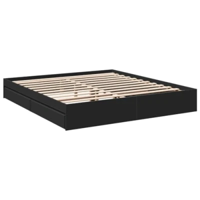 Abbildung von vidaXL Bettgestell, Bett mit Schubladen für Schlafzimmer, Bettrahmen Lattenrost, Schlafzimmerbett Doppelbett, Schwarz 180x200cm Holzwerkstoff
