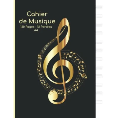 Abbildung von Cahier de musique: Carnet partitions Papier manuscrit Idéal pour les débutants et professionnels 12 portées par page 120 pages Grand format A4