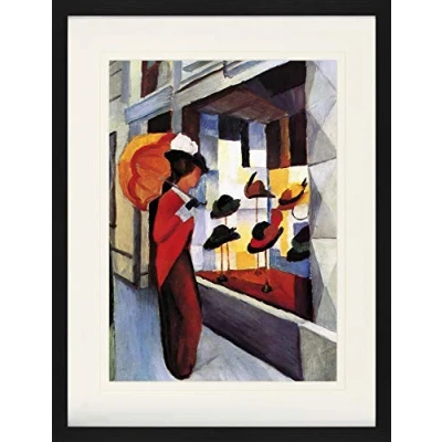 Abbildung von 1art1 August Macke Poster Hutladen, 1914 Gerahmtes Bild Mit Edlem Passepartout Wand Bilder Im Bilderrahmen 80x60 cm
