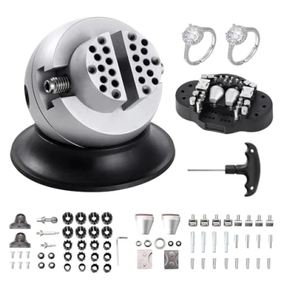 Abbildung von VEVOR Schmuck Kugelschraubstock Satz Gravierwerkzeug 78 mm Kugeldurchmesser, Jewellery Ball Vice Engraving 54 Max. Öffnung Professionelles Werkzeug Verchromung