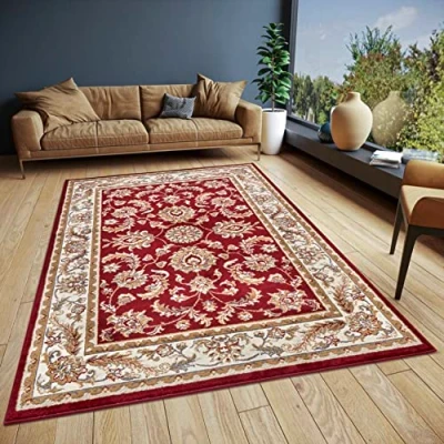 Abbildung von Hanse Home Reni Teppich Orientalisch Orient Läufer klassisch dicht gewebt mit Ornamenten und Blumenmotiven Weicher Kurzflor für Schlafzimmer, Esszimmer, Wohnzimmer, Flur Rot Creme, 57x90cm