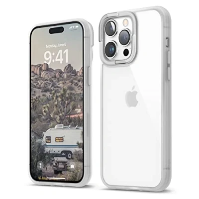 Abbildung von elago Doppelter Transparenter Hülle Kompatibel mit iPhone 14 Pro Max (6.7&quot;), PC + TPU Technologie, Vergilbungsschutz, Kristallklar, Stoßsicherer Stoßfängerabdeckung, Ganzkörperschutz (Weiß)