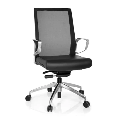 Abbildung von hjh OFFICE 720057 Profi Bürostuhl Provider Kunstleder Schwarz, Drehstuhl mit hoher Rückenlehne