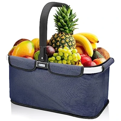 Abbildung von Easy line® Einkaufskorb Kühlkorb Stabiler Thermo Eleganter faltbarer Picknickkorb, mit Kühlfunktion und viel Stauraum isoliert, Leicht &amp; Klappbar